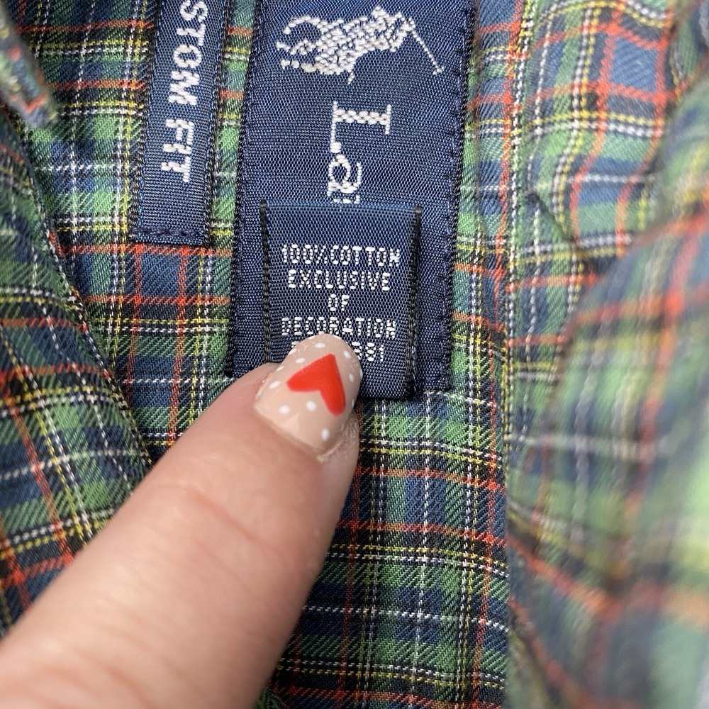 Ralph Lauren Button Down Shirt Mens Large Green Plaid Custom Cotton Long Sleeve - Picture 5 of 5